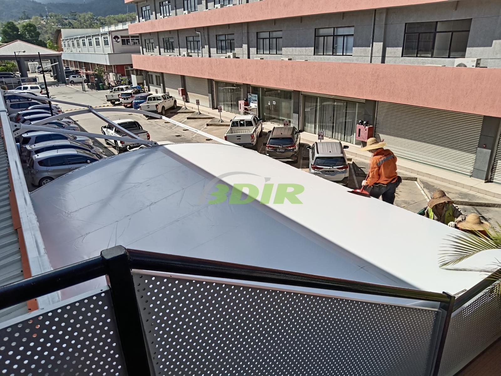 Tensile Membrane Shading Canopy for the Parking Lot in an Industrial Park in Dili, Timor-Leste