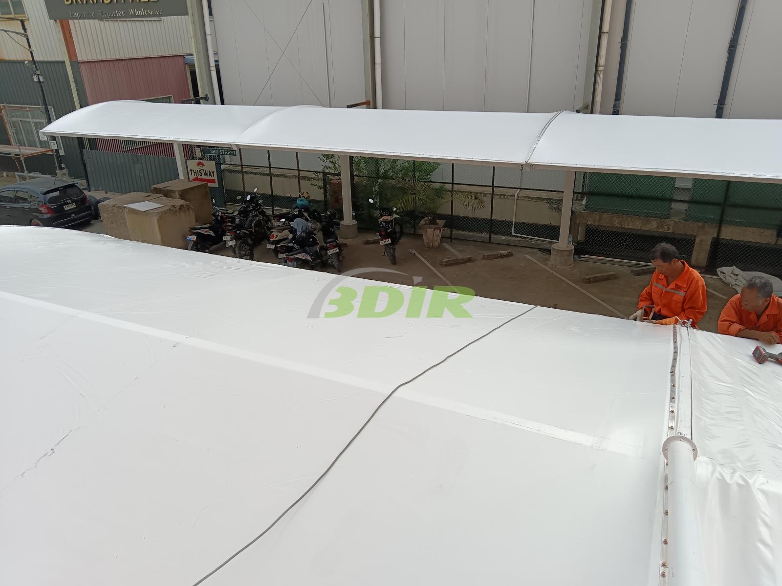 Tensile Membrane Shading Canopy for the Parking Lot in an Industrial Park in Dili, Timor-Leste