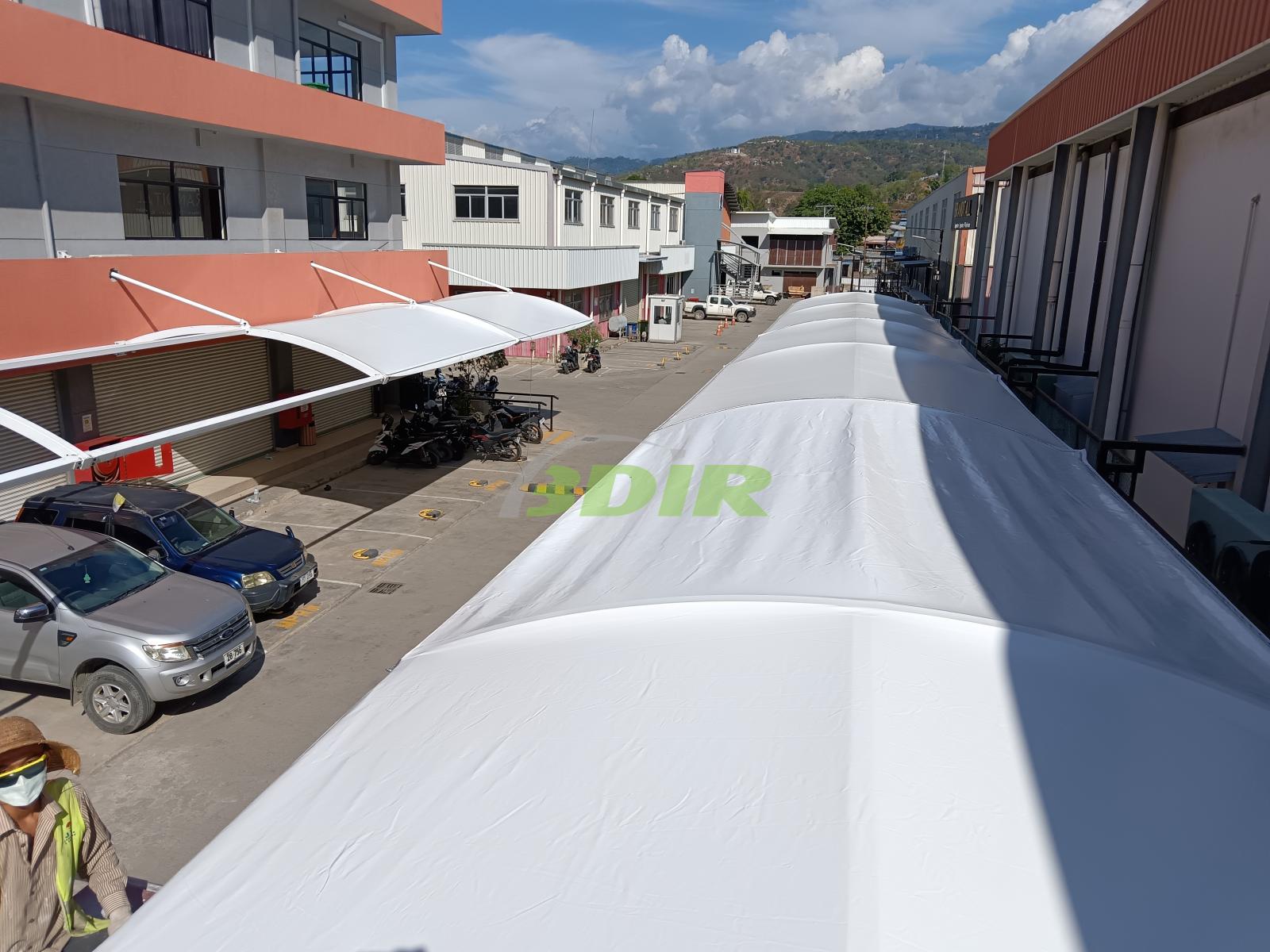 Tensile Membrane Shading Canopy for the Parking Lot in an Industrial Park in Dili, Timor-Leste