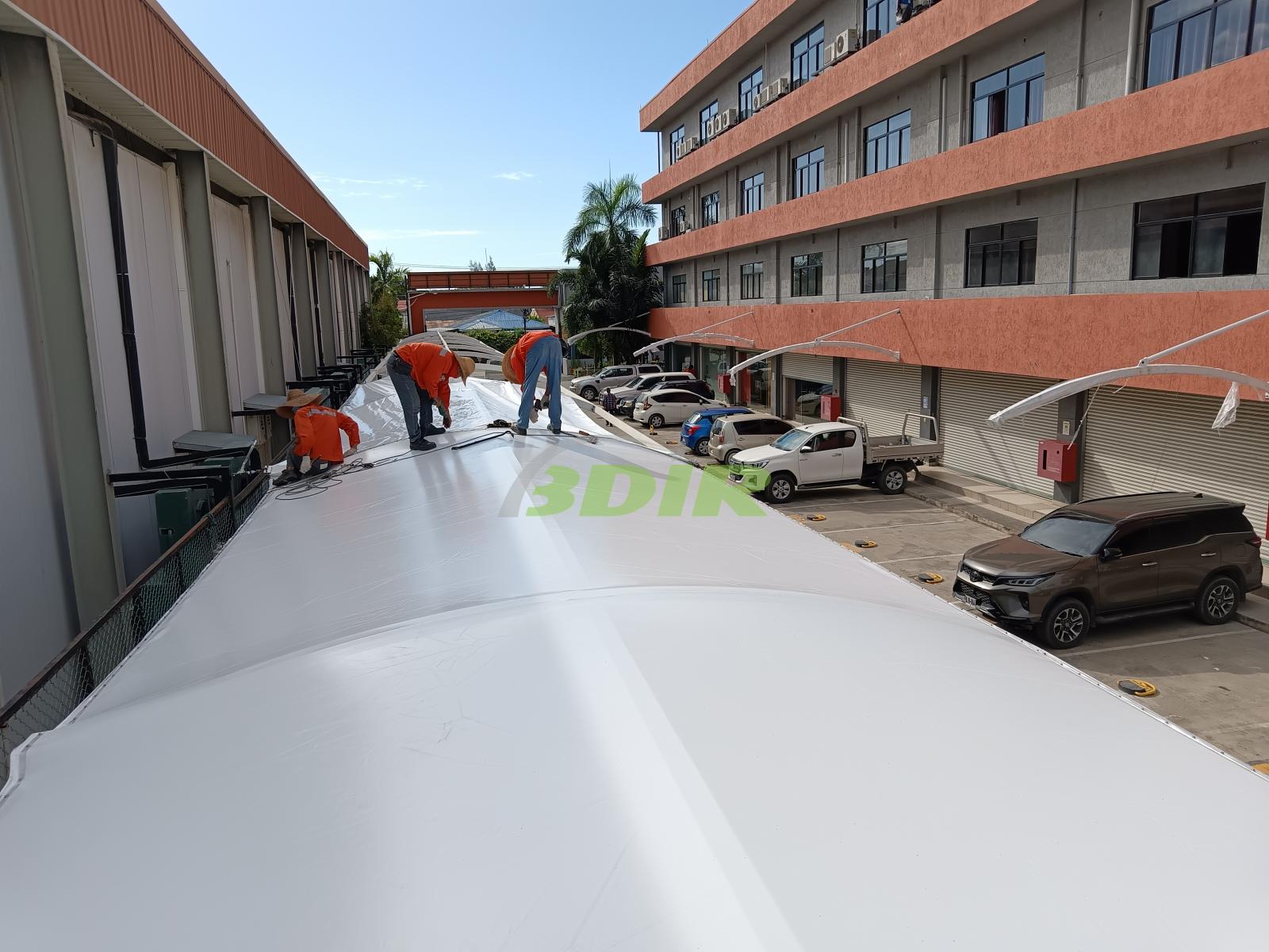 Tensile Membrane Shading Canopy for the Parking Lot in an Industrial Park in Dili, Timor-Leste