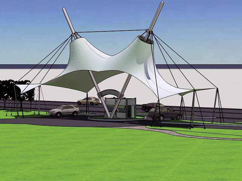 Car Park Gates Tensile Structures - Car Park Approach and Entrance Canopy Shade