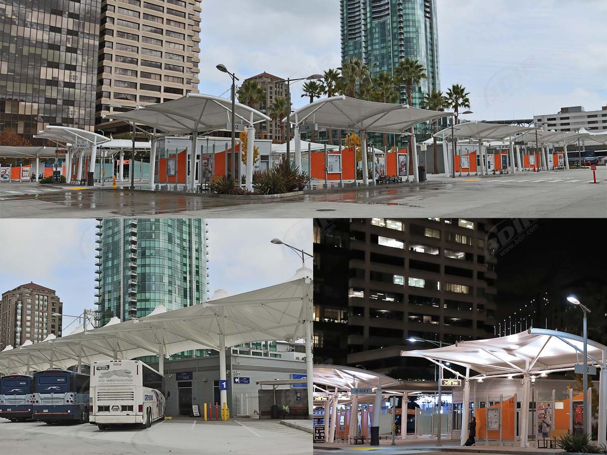 هياكل محطة الشد للحافلات - مظلات محطة توقف الحافلات ، الملاجئ ، الأسطح