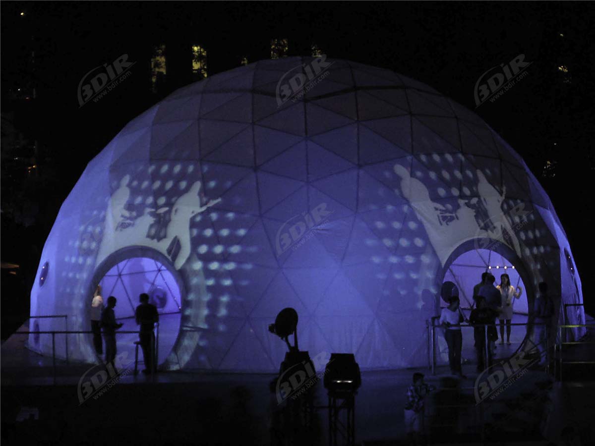 Immersive Kuppel, 360-Grad-Projektionskuppel, 3D-Projektion, Zelt mit Geodätischen Kuppeln