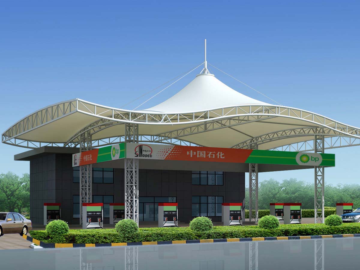 Petrol Pump Canopy - Oil and Gas Fuel Station Tensile Roof Structure