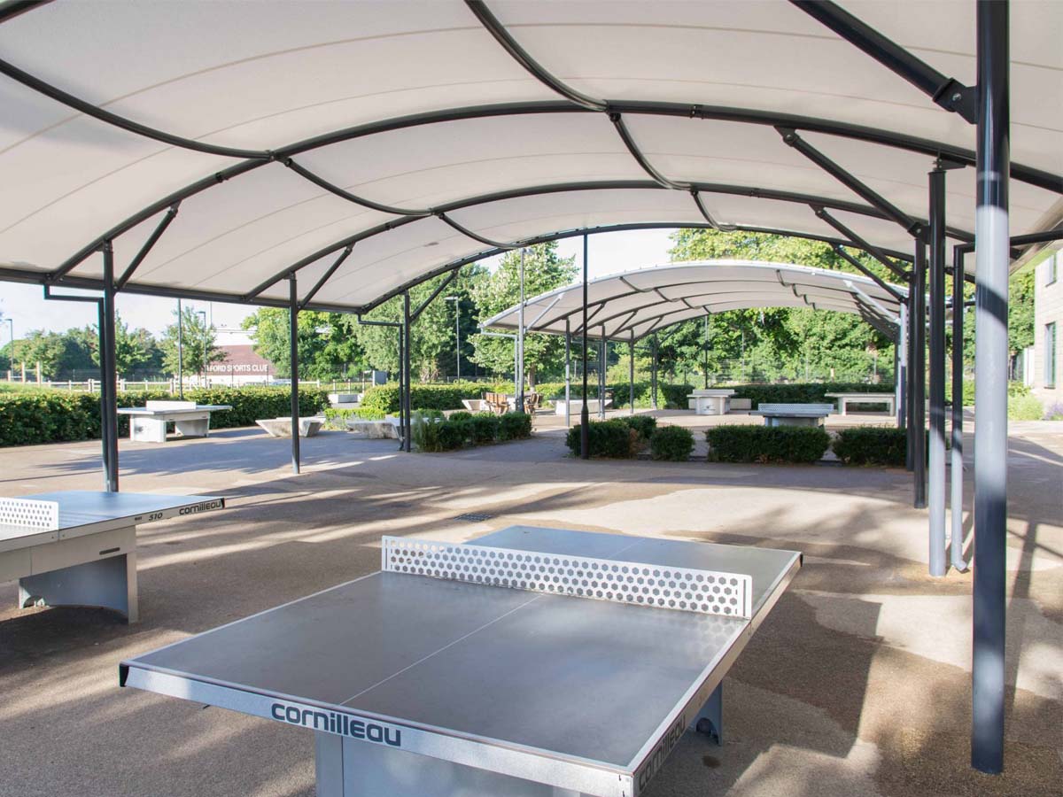 ผ้าคลุมสนามเทนนิสเทเบิลเทนนิส - สร้างโครงสร้างผ้าร่มเงาของสโมสรสุขภาพ