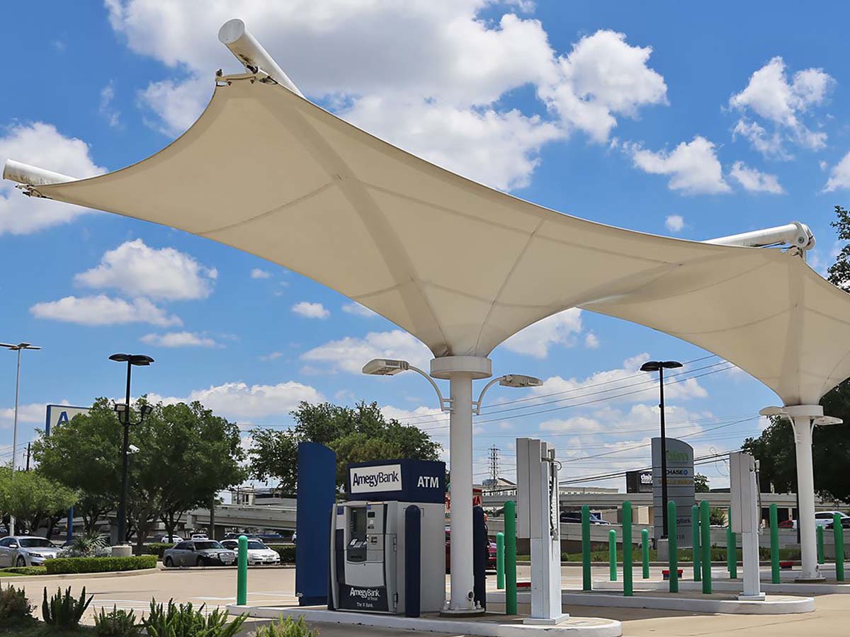 Customize Tensile Structures for ATM Bank - PVDF / PTFE Fabric Canopies Roofs