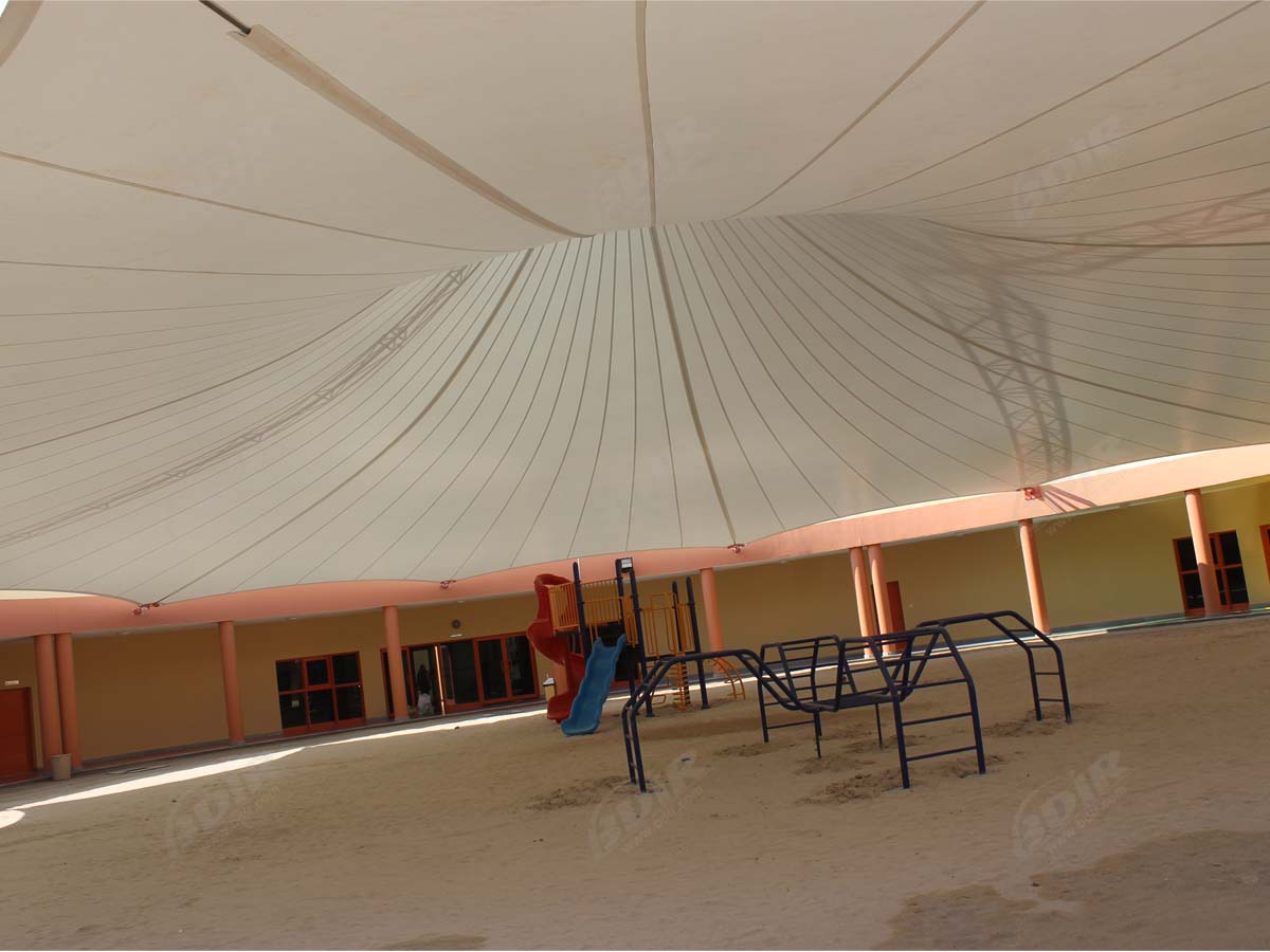 โครงสร้างแรงดึงสำหรับโรงเรียนอนุบาล - ผ้าคลุมหลังคาหลังคา