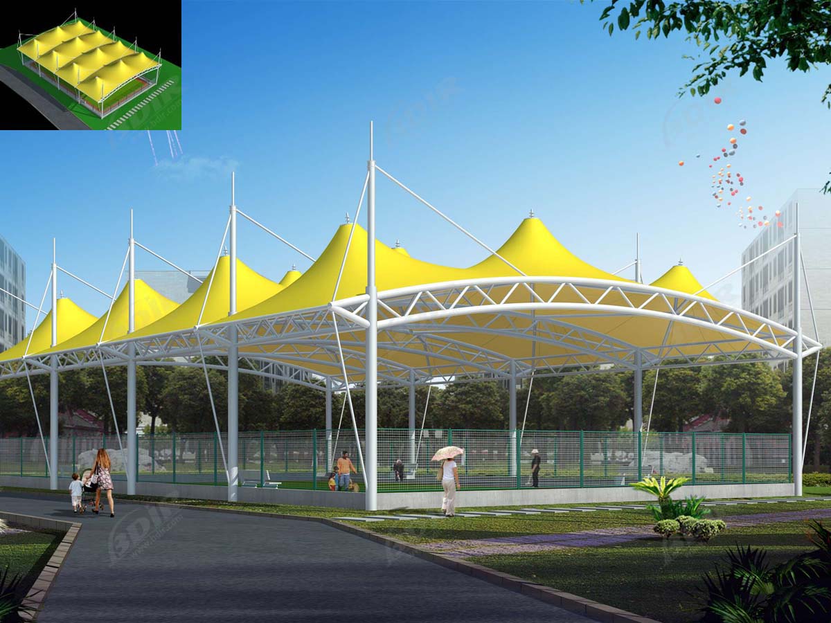 Badminton Kortu Için Çekme Yapısı | Badminton Mahkeme Kapakları, Çatı Gölgesi