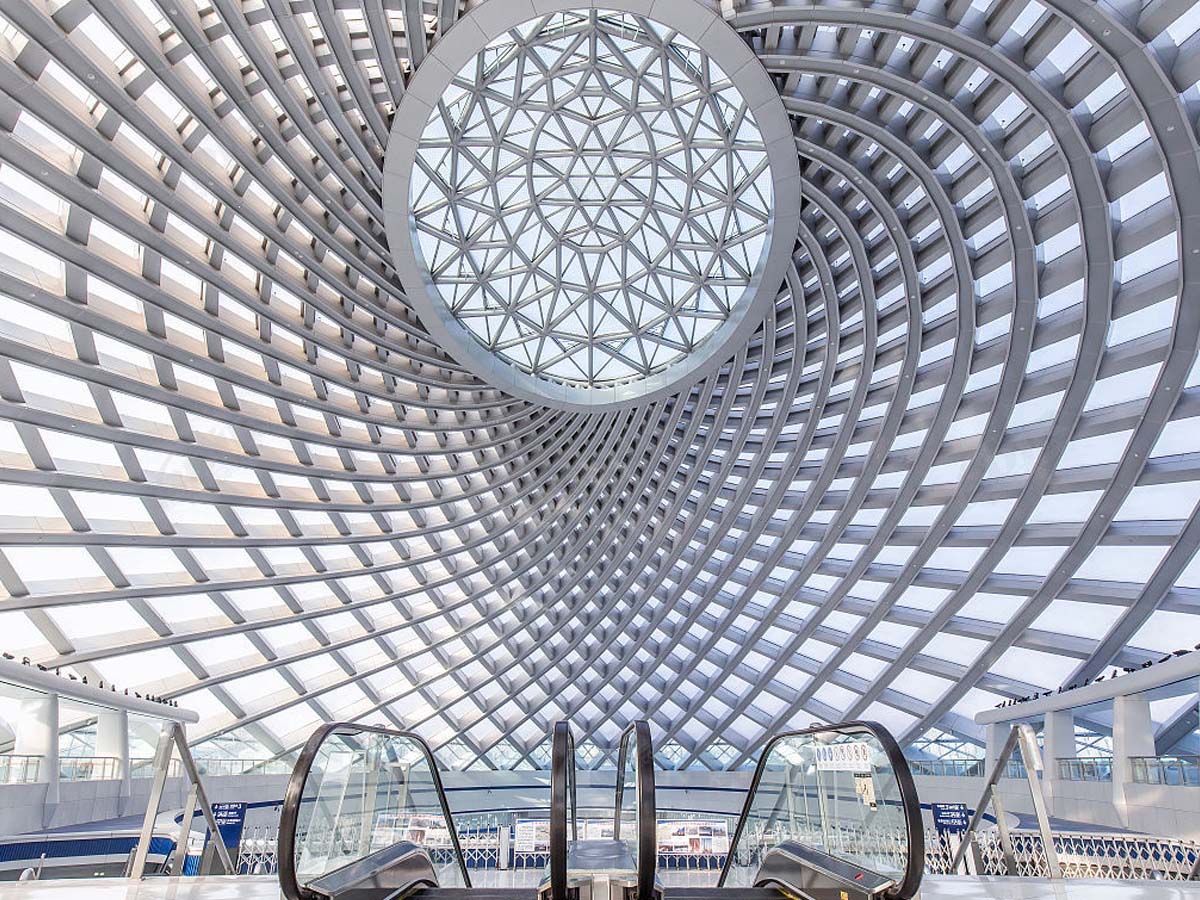 สถานีรถไฟ - เบาะโครงสร้าง ETFE เมมเบรนแรงดึงหลังคา