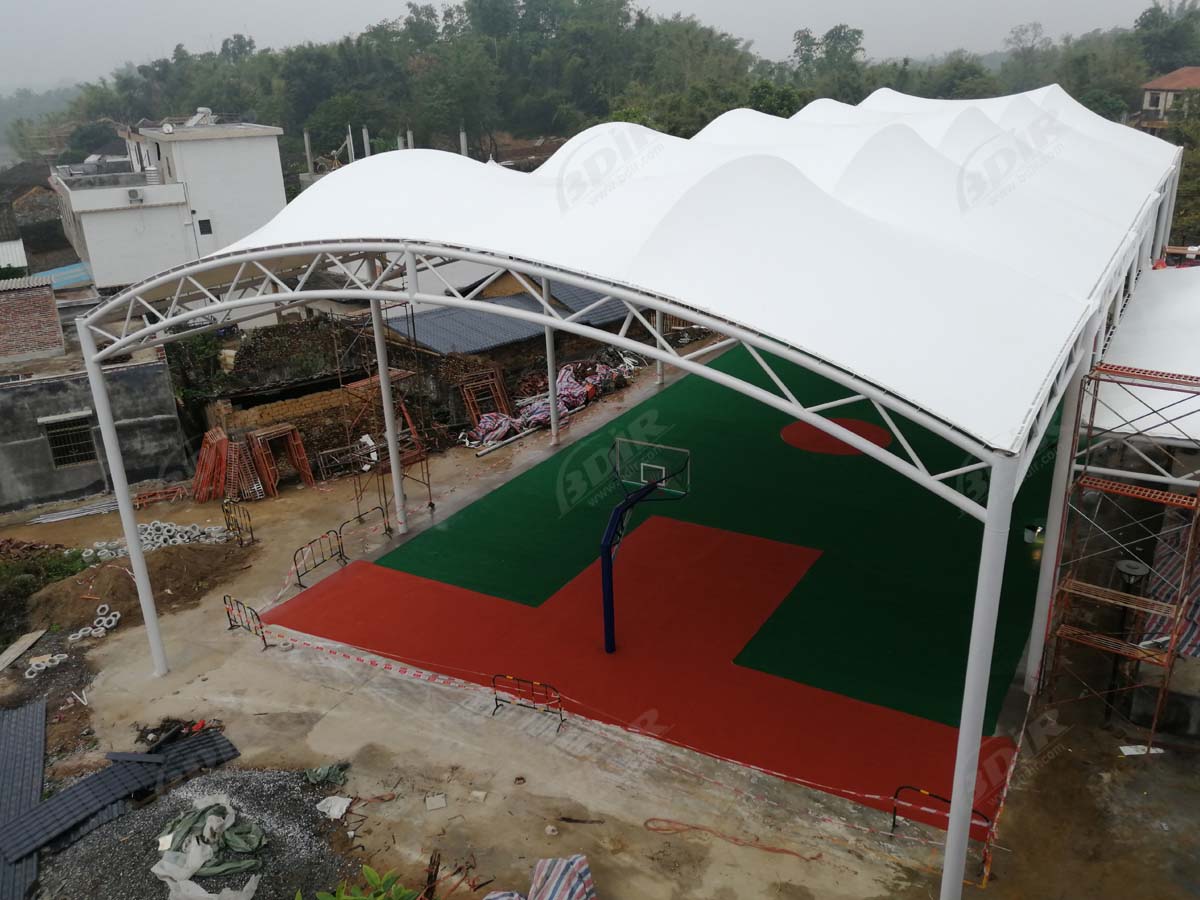Basketball Court, Stage & Coffee Shop Tensile Shade Structure - Yingde ...