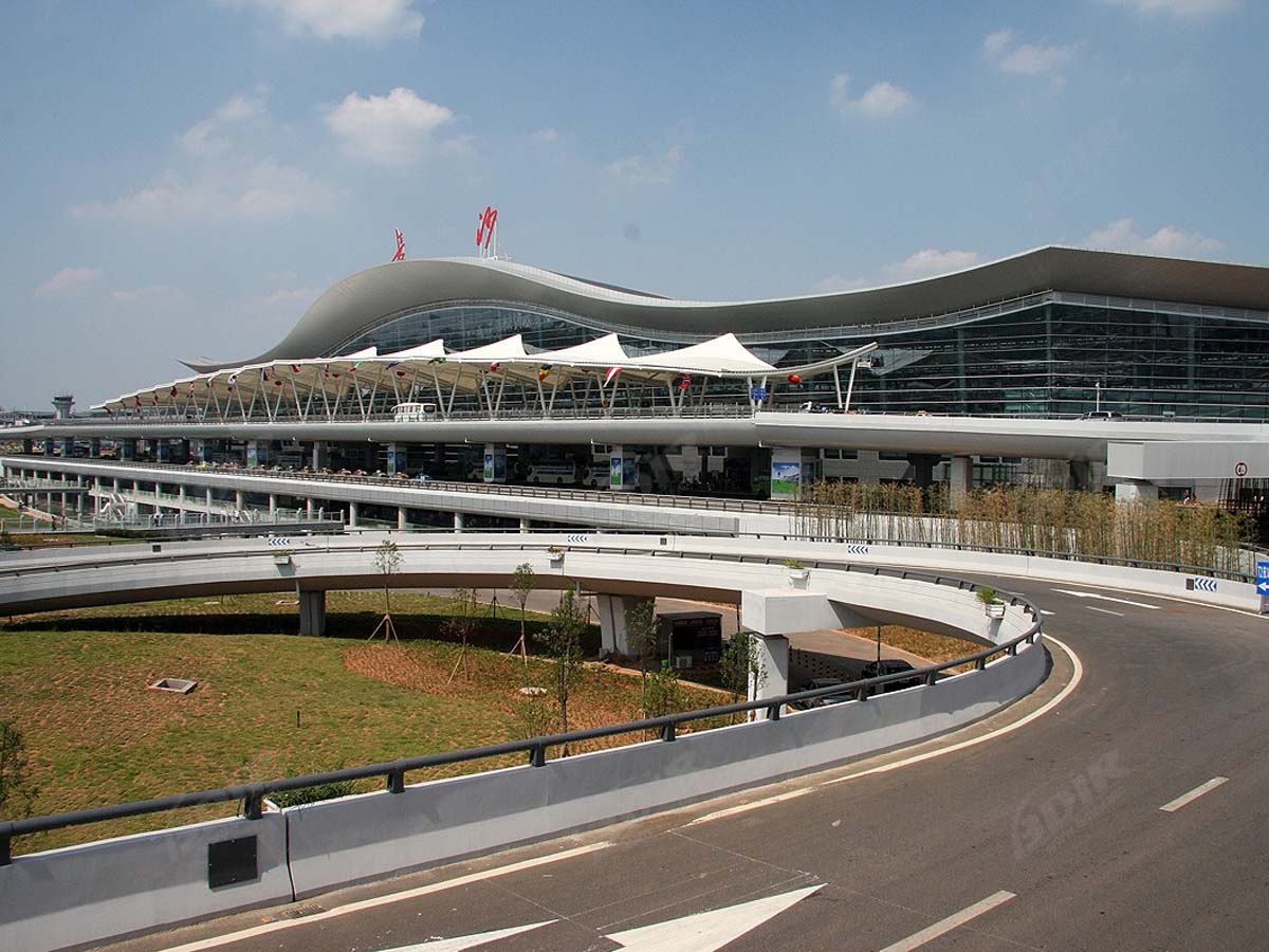 Huanghua Havaalanı Terminali için Kumaş Çekme Yürüme Yolu Yapısı - Changsha, Çin