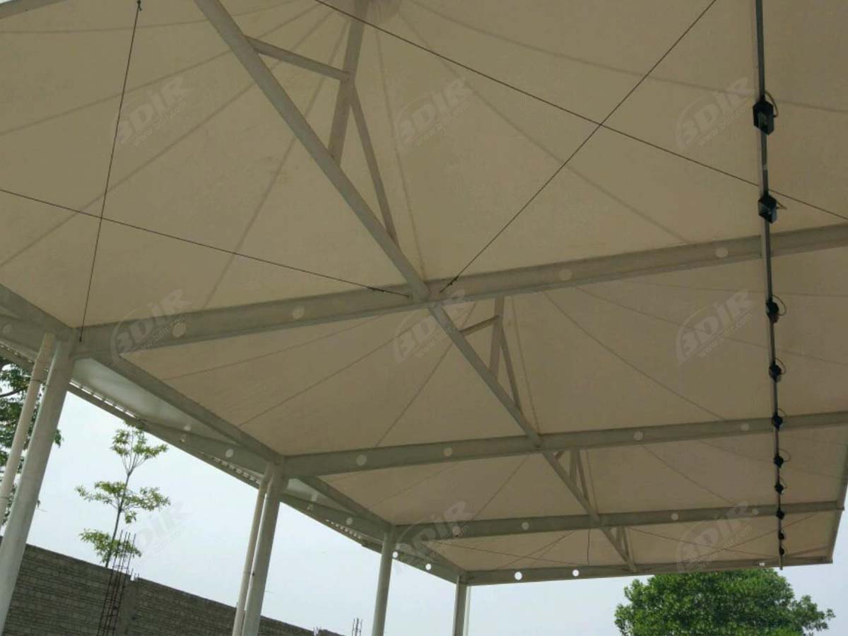 Struktur Tarik Kain PVDF untuk Guangzhou Grandstand Sekolah Seni & Atap Panggung