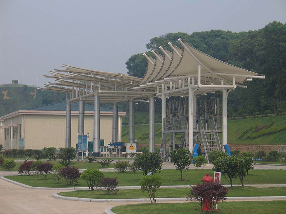 Растяжимая структура ткани PVDF для тренировочного центра и фитнес-зала - Чэнду, Китай