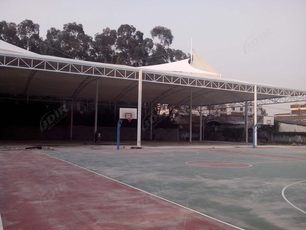 Guangzhou Marine-Academie Buitenshuis Basketbalbanen Trekschaduwstructuur