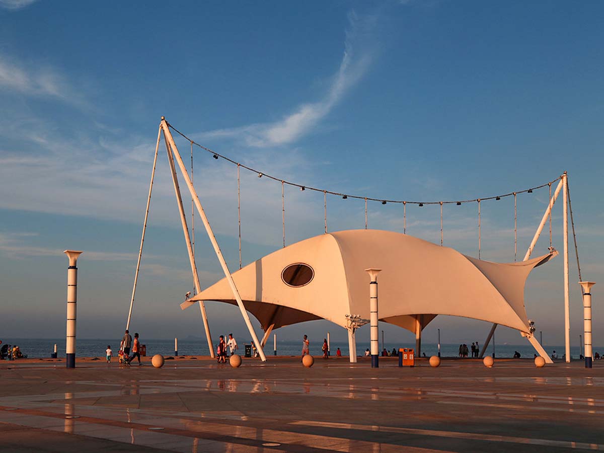 Пейзажная растяжимая структура ткани для площади Марина - Яньтай, Китай