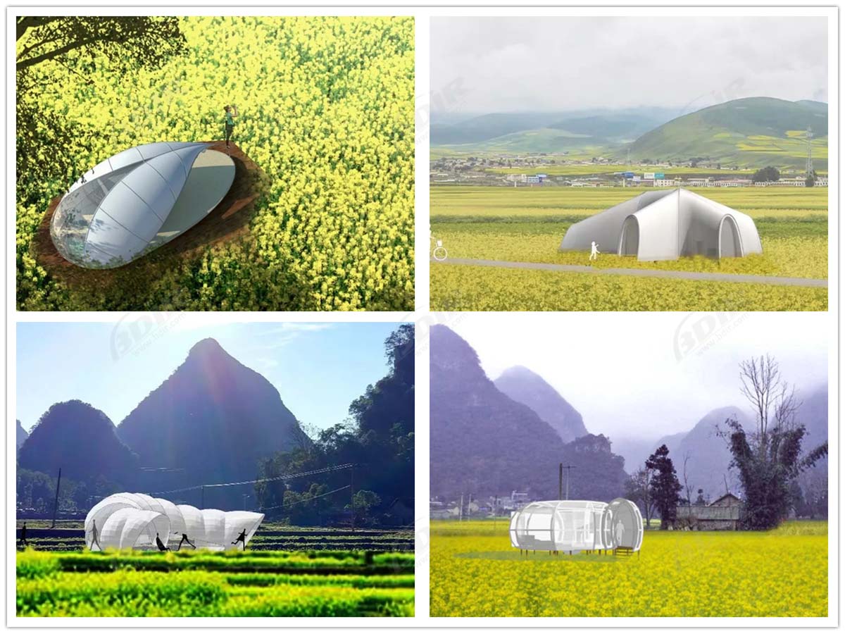 Lichtgewicht Stoffen Architecturen, Luxe Glamping Tent Cottages Camp - Guizhou, China