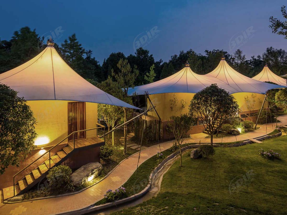 Tentes de Luxe en Plein Air Avec Tentes de Toit en Structures Textiles PVDF - Chengdu, Chine
