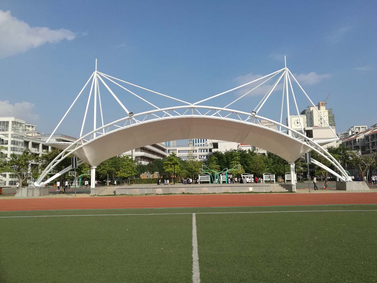 Roof Tensile Structure for Spectator Grandstands & Landscape - Xiamen Foreign Language School