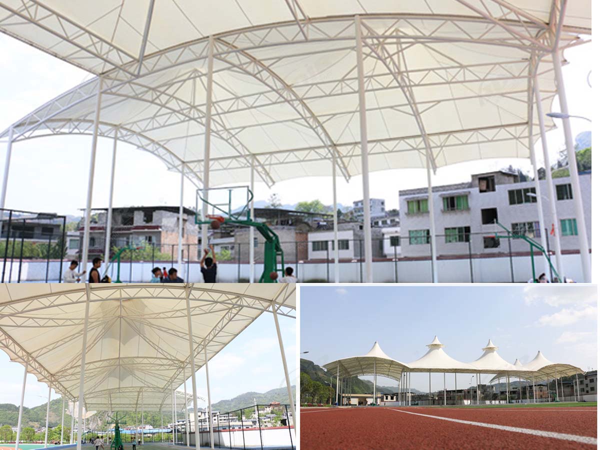 Sekolah Terpadu Pahoa Tribunaux de Basket Structure en Ombre de PTFE, Djakarta, Indonésie