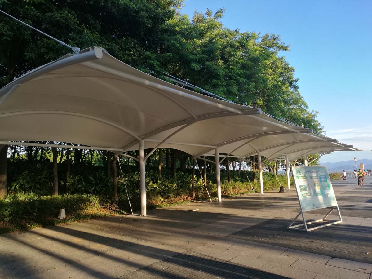 Struktur Kain Tarik Taman Taman Shenzhen Bay untuk Tempat Parkir Sepeda
