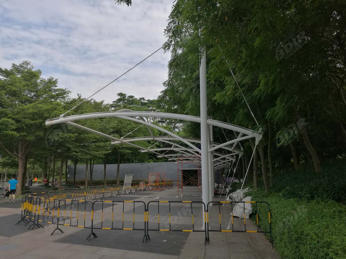 Bisiklet Park Gölge için Shenzhen Bay Park Çekme Kumaş Yapısı
