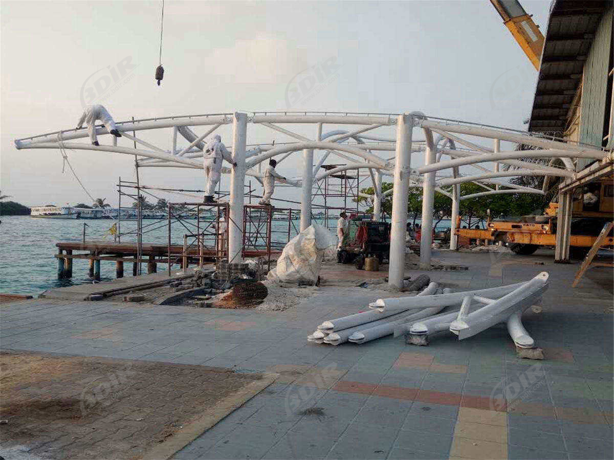 Feribot Terminali, Rıhtım, Kıyı Yat Limanı - Maldivler İçin Çekme Kumaş Yapısı