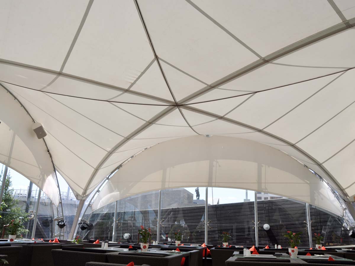 Tensile Fabric Structure for Outdoor Coffee Shop - Astana, Kazakhstan