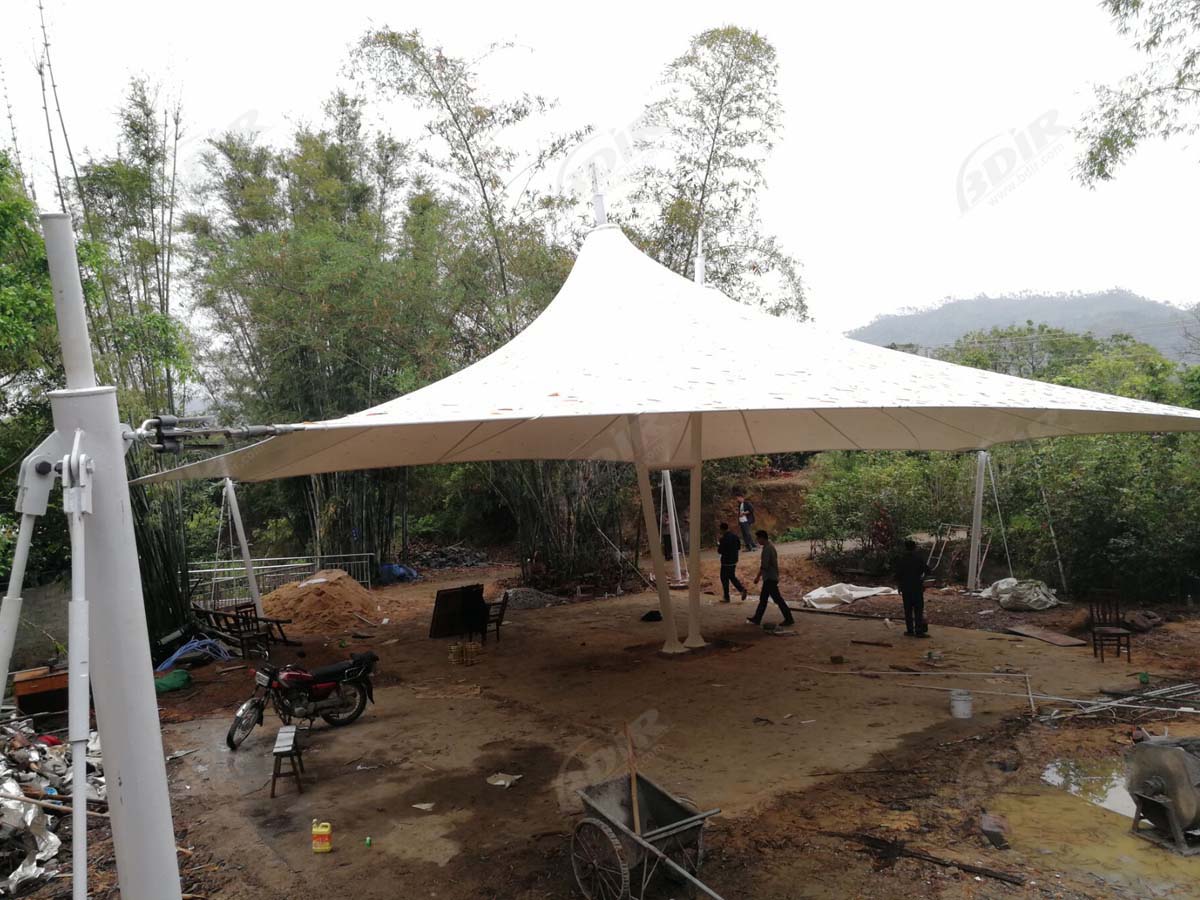 Натяжная конструкция крыши для ресторана под открытым небом - Conghua, Китай