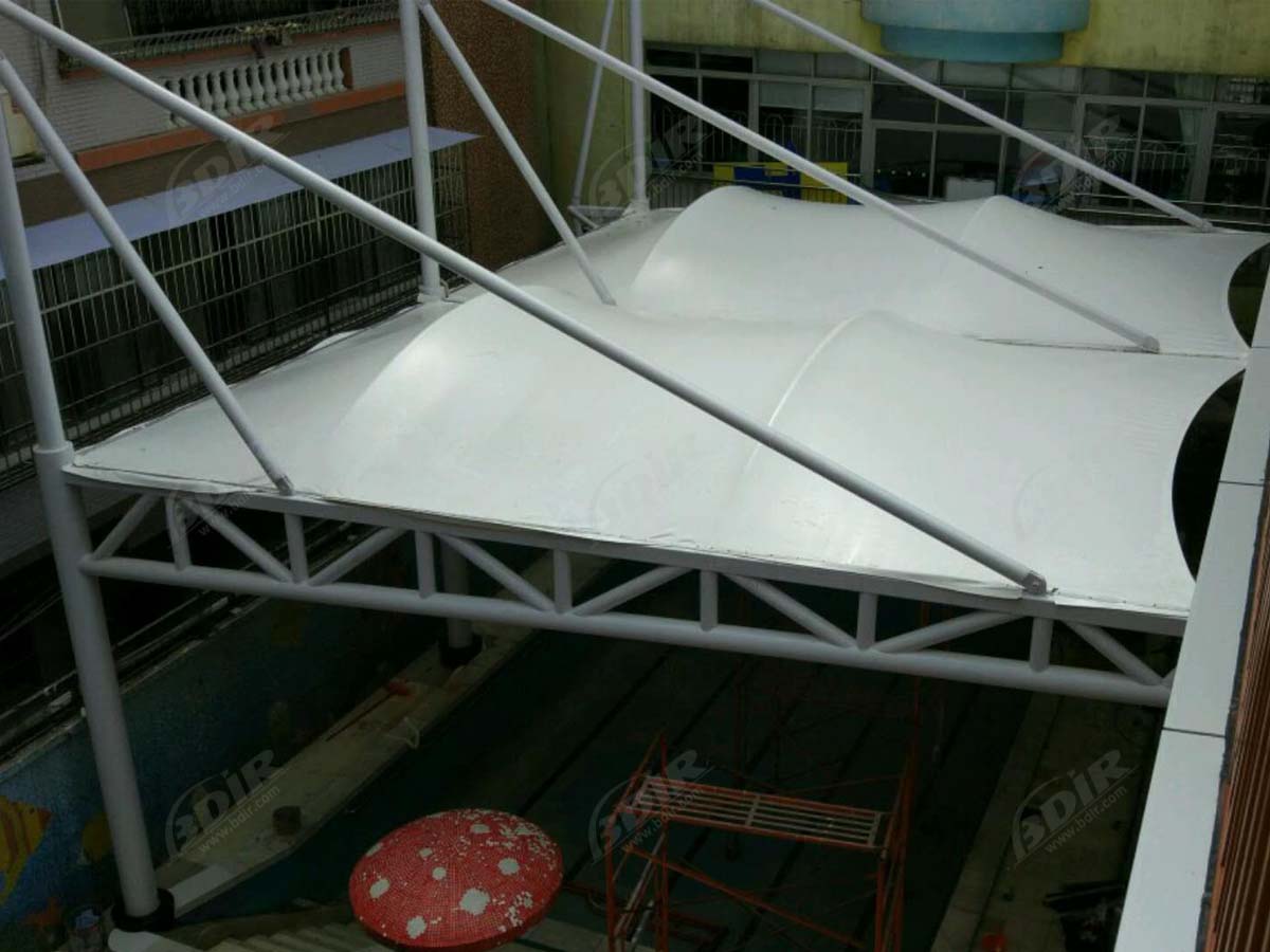 Натяжная конструкция крыши и навес для бассейна для детского сада - Шанхай, Китай