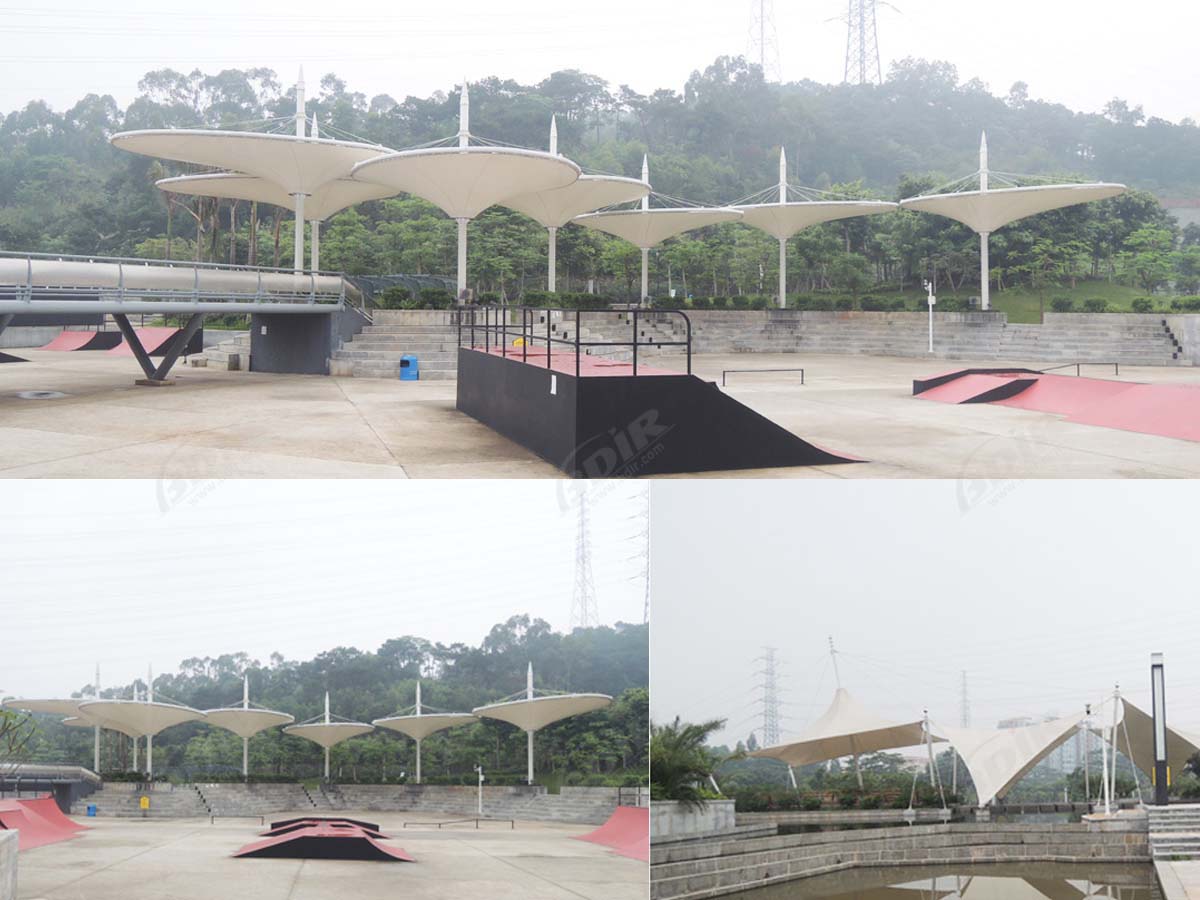 Estrutura de Cobertura Elástica para os Parques Eportivos da Montanha Huangqi - Dongguan, China