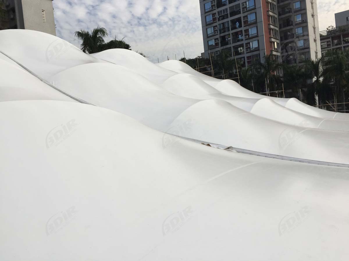 โครงสร้างหลังคาแรงดึงสำหรับร่มเงาของสระว่ายน้ำ - กวางโจว, จีน