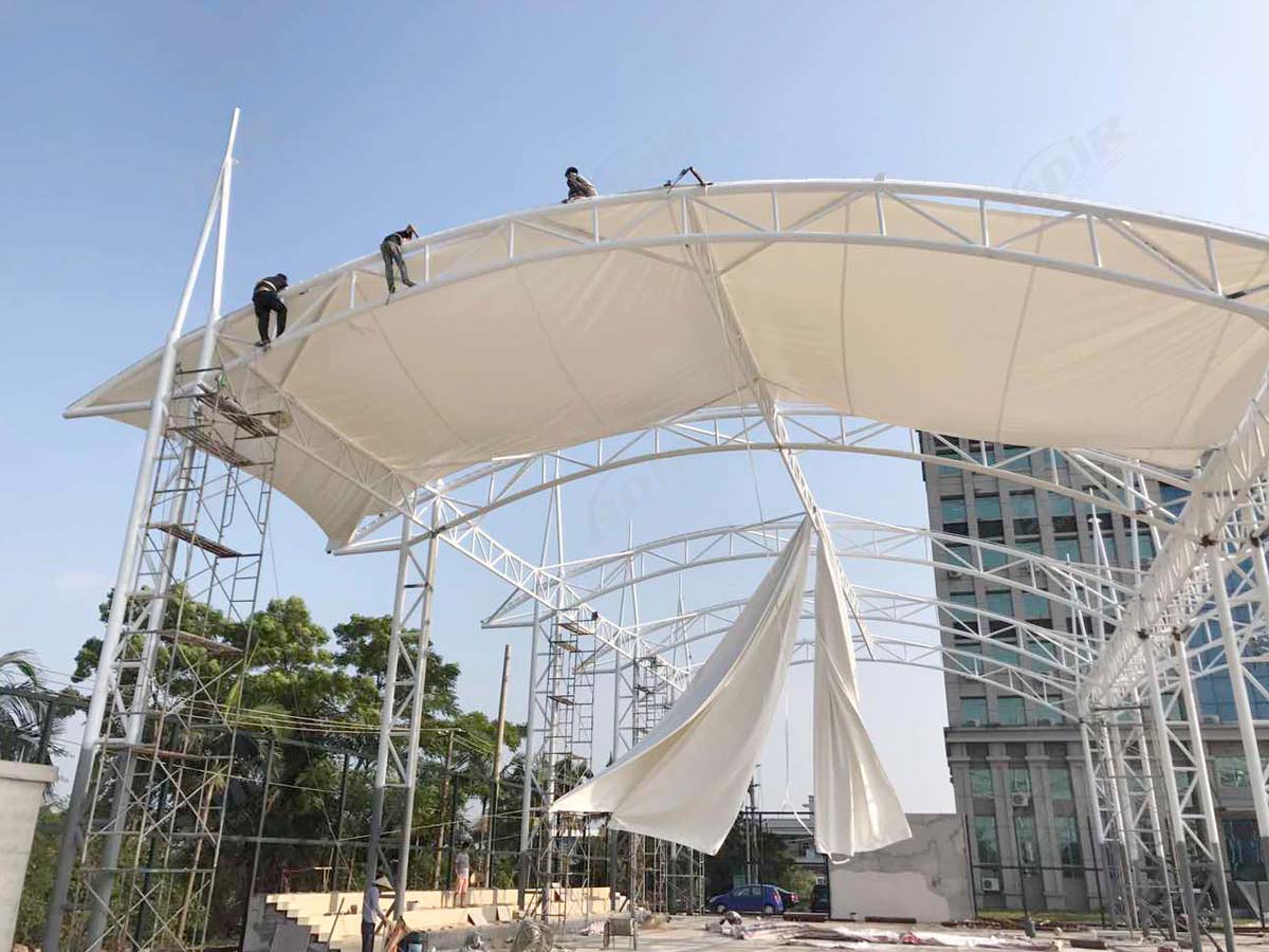 Tensile Shade Structure for PSB Outdoor Tennis Court Beihai China
