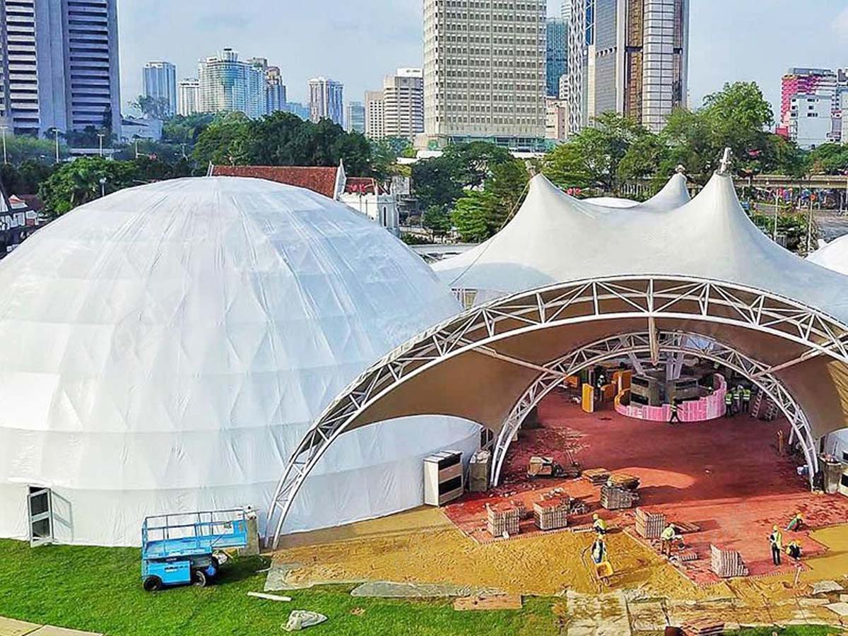 Растяжимая структура и купольная архитектура для выставок - Сингапур