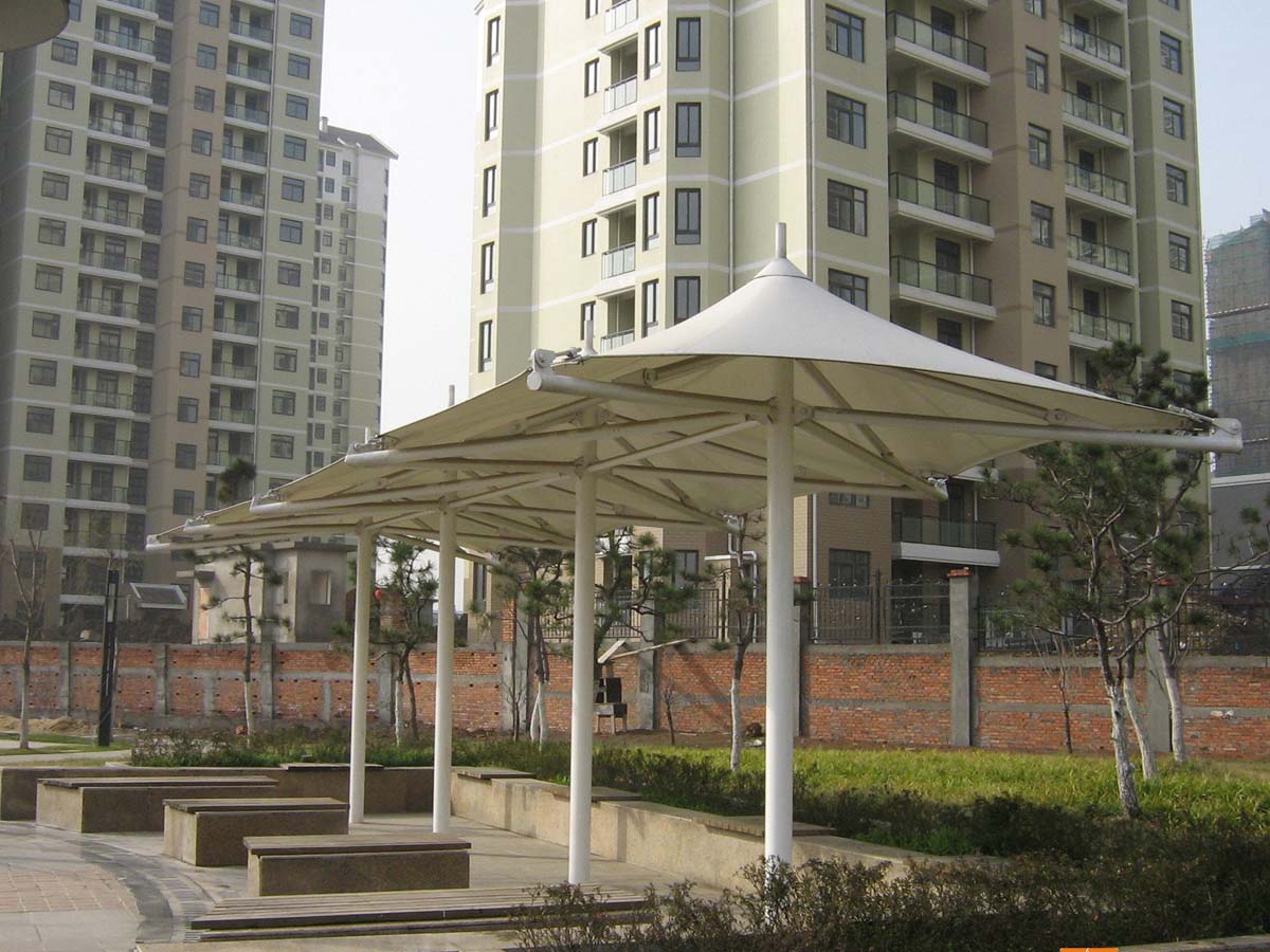 Trekstructuur & Paraplu Schaduwluifel voor Loopbrug & Coffeeshop - Hong Kong